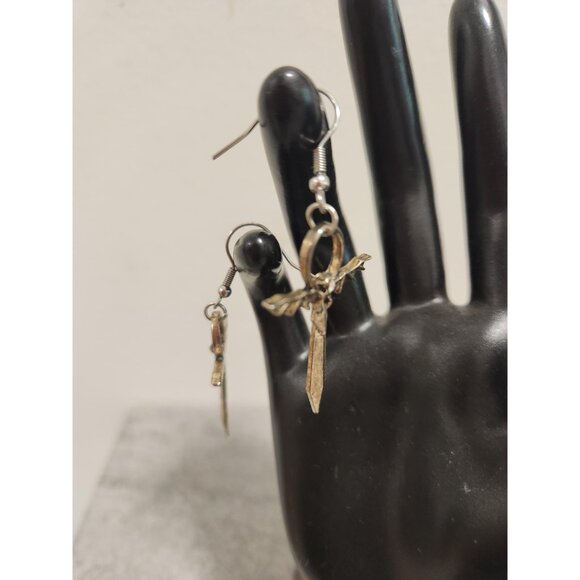 Faux Gold Earrings Costume Jewelry Angel Jewelry Sword - Picture 6 of 10